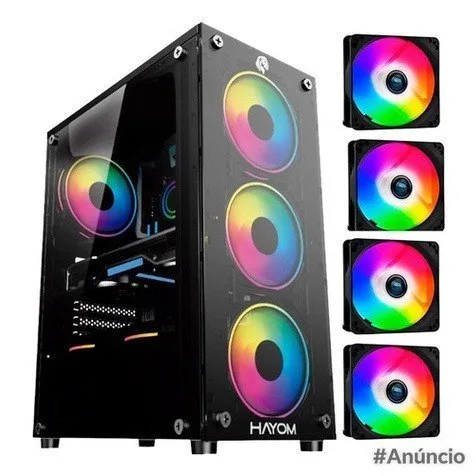 Gabinete Gamer 1749 Lateral E Frontal Em Vidro C 4 Fans Rgb