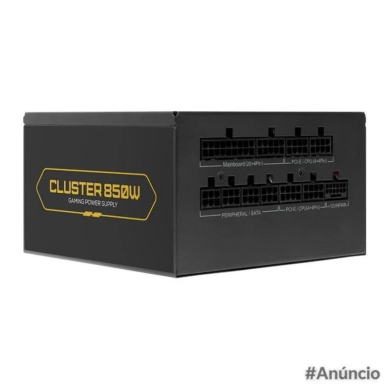 Fonte Pichau Cluster, 850W, PCIe 5.0, Full Modular, 80 Plus Gold, Preto, PG-CL850-BK01