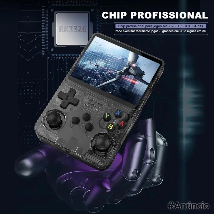 Console Portátil R36S  de 15.000 Jogos Vídeo Game 64g Linux Tela IPS 3.5 Polegadas
