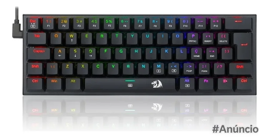 Teclado Redragon Gamer Led Rgb Outemu Blue Abnt 2 Preto Português Abnt2