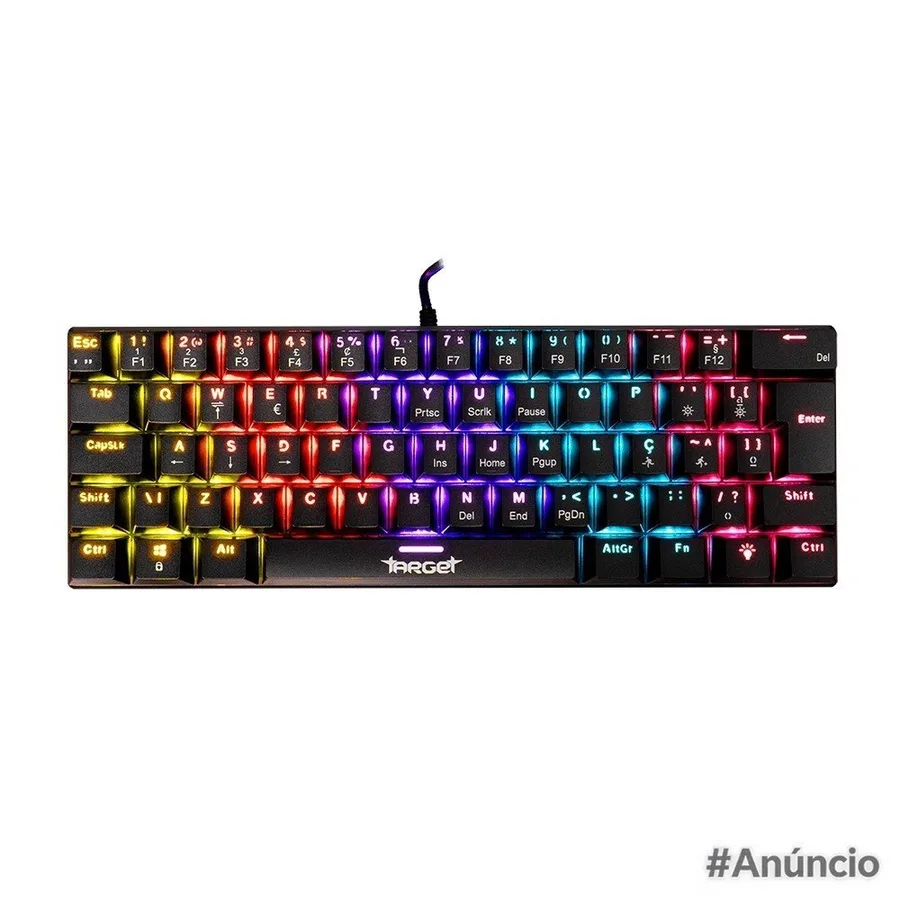 Teclado Mecanico TGT Sherman V3 C1, Rainbow, ABNT2, Switch Marrom, Preto, TGT-SHRC-BR01
