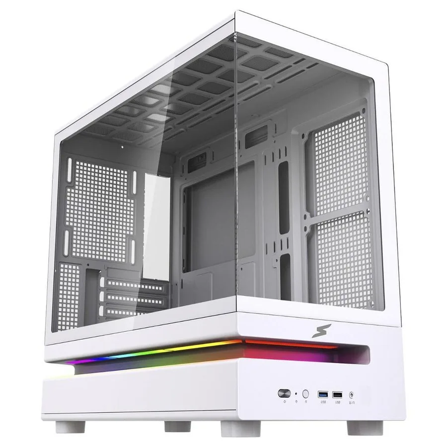 Gabinete Gamer SuperFrame Flow 500, RGB, Mid Tower, Vidro Temperado, M-ATX, Sem Fans, Branco, SF-CS-FLW50MSWNSF