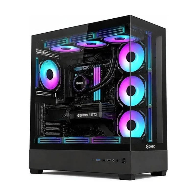 Gabinete Gamer Obsid Frame Preto Vidro Mid Tower S Fan Preto