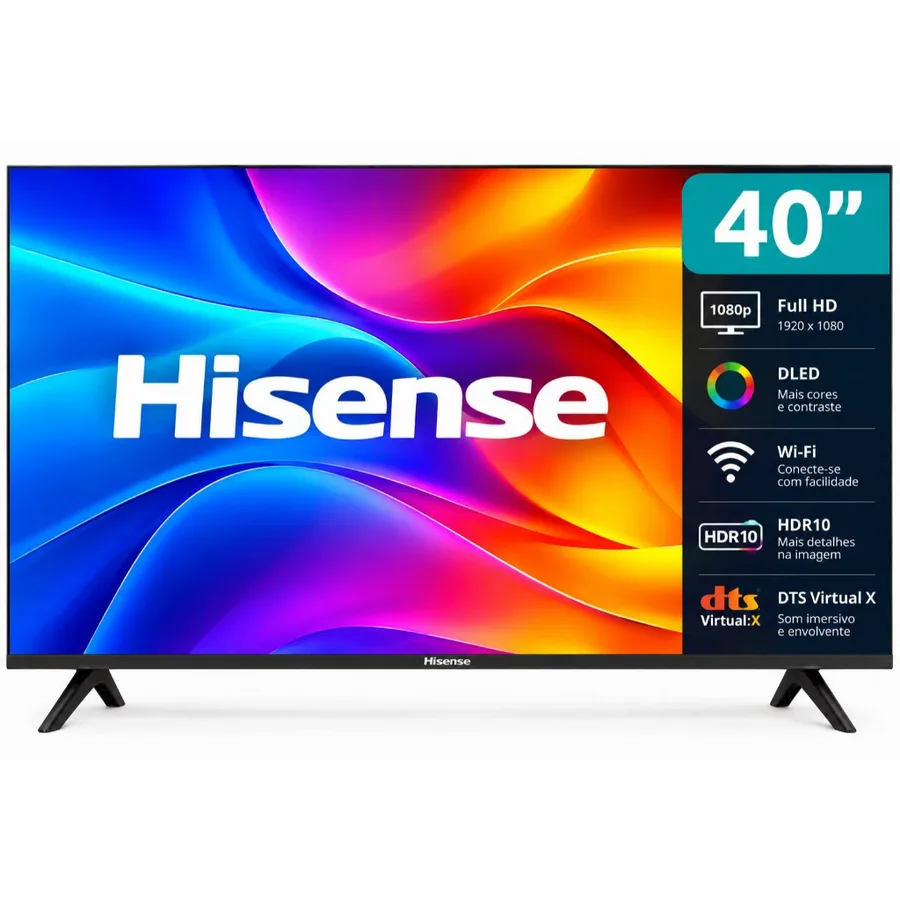 Smart TV Hisense 40 Full HD DLED Wi-Fi HDR10 40A4NV DTS Virtual X