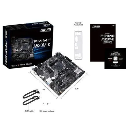 Placa Mãe Asus para AMD AM4 Prime A520M-K 2xDDR4 mATX - 90 MB