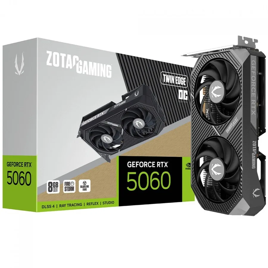 Placa de Vídeo Zotac RTX 5060 Twin Edge OC, 8GB, GDDR7, 128-bit, ZT-B50600H-10M
