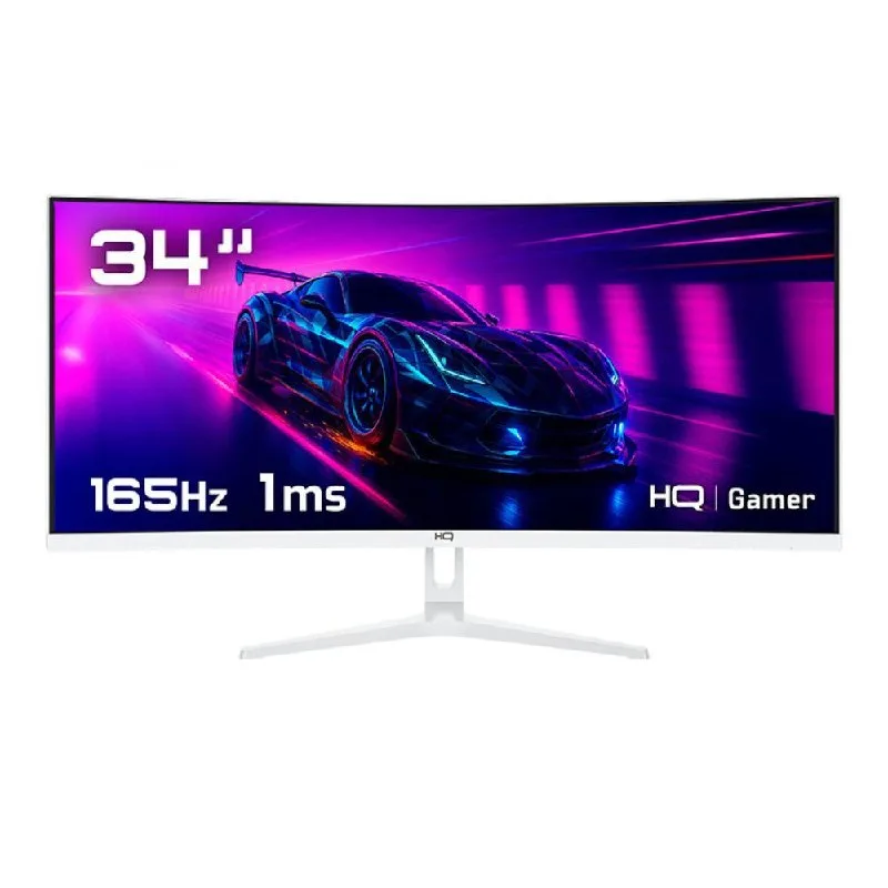Monitor Gamer 34 Curvo Branco 1ms, 165Hz, UltraWide QHD - 3440x1440 AMD FreeSync, HDMI, DP, HQ Premium HQW34C16