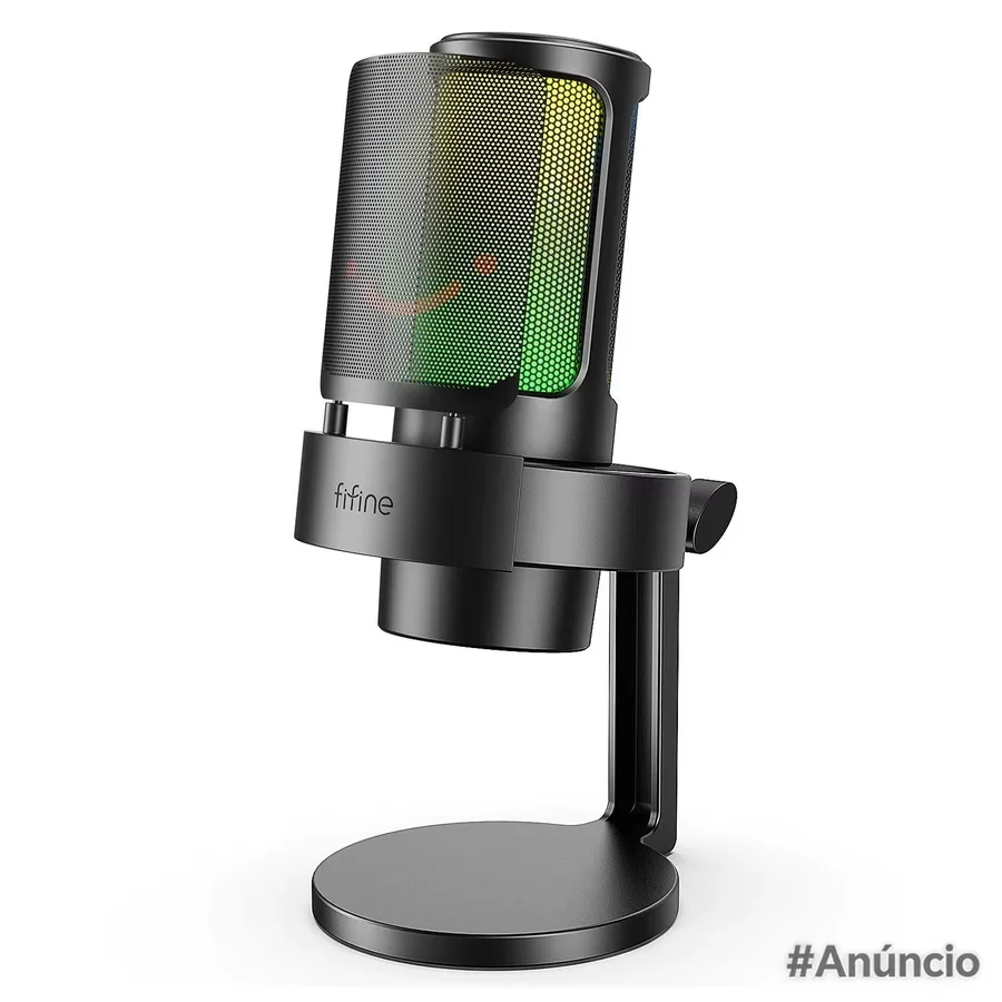 Microfone Gamer FIFINE com Controle RGBEntrada para Fone de Ouvido