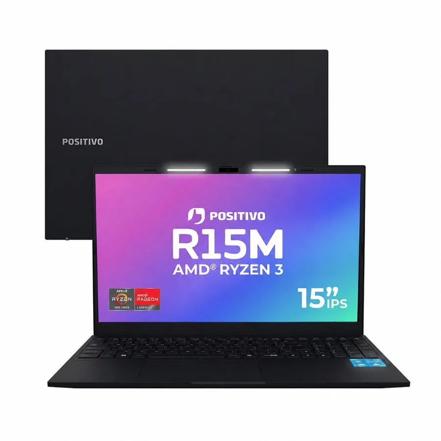 Notebook Positivo Vision R15M AMD Ryzen 3-7330U Linux 8GB RAM 256GB SSD Wi-Fi 6 Tela 15 IPS - Preto