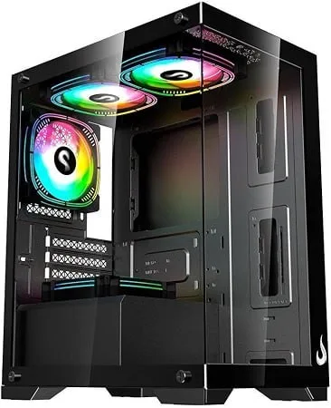 Gabinete Gamer Rise Mode Crystal Glass 01, Mid Tower, Lateral e Frontal em vidro, Preto - Rm-ca-cy-01-fb