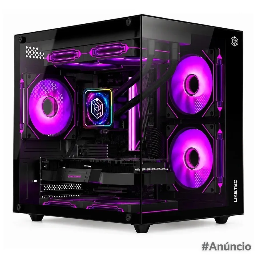 Gabinete Gamer Liketec Dasha V2 Cubo M Atx Mini Tower Frontal E Lateral Em Vidro Temperado Sem Fans Preto Lc Mt Cubodashav2 Sf