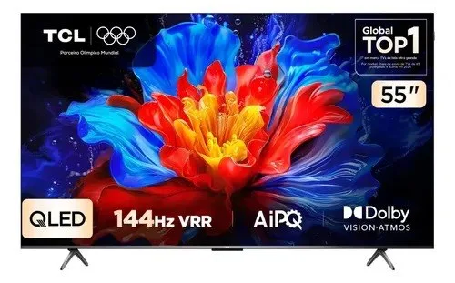 Smart TV TCL 55 Polegadas QLED 4K P8K WiFi Bluetooth Google TV 144Hz HDR10 Dolby Atmos Vision 55P8K