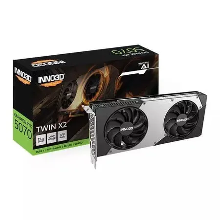 Placa de Video INNO3D GeForce RTX 5070 Twin X2, 12GB, GDDR7, 192-bit, N50702-12D7-195064N