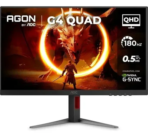 Monitor Gamer AOC AGON QUAD 27 QHD 180Hz 0,5ms IPS HDR10 Base Ajustável Q27G4F Preto