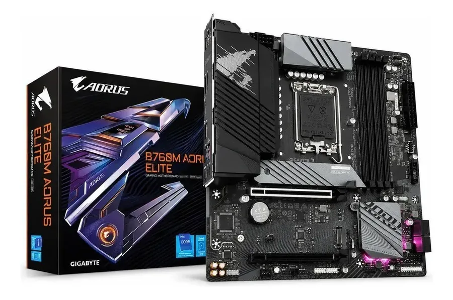 Placa Mãe Gigabyte Intel 1700 B760m Aorus Elite 4x Ddr5 Matx Cor Preto