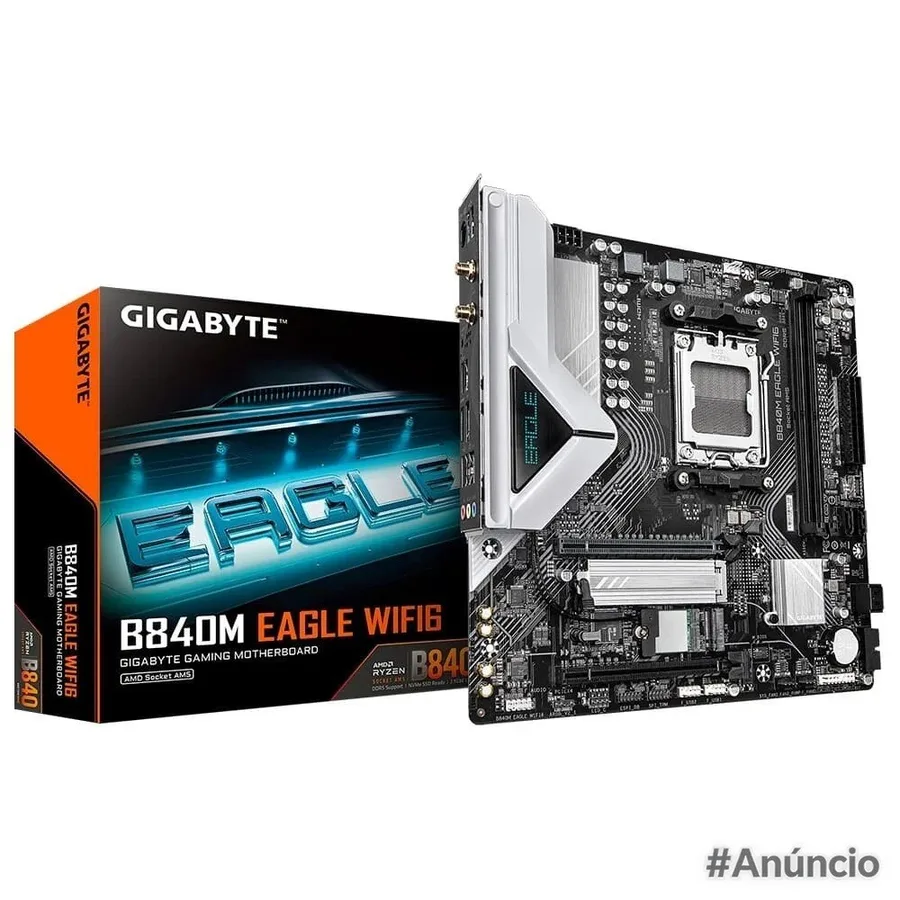 Placa Mae Gigabyte B840M Eagle Wifi6 Amd Am5 Micro Atx Ddr5 Rgb Wi Fi 6 Bluetooth Preto B84Melw