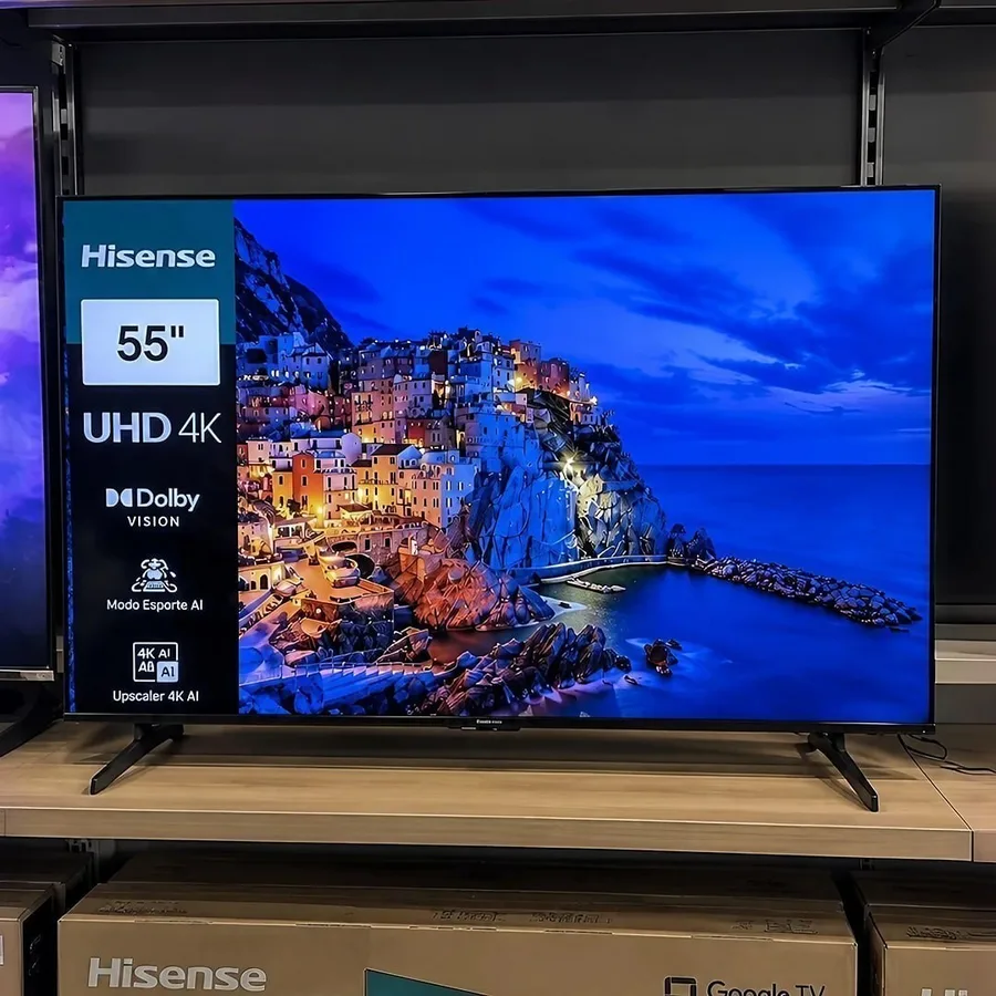 Smart TV Hisense 4K 55 Polegadas 55A6NV com Dolby Vision, HDR10, HLG, Dolby Gaming, Film Maker, DTS Virtual X, Compatibilidade Alexa