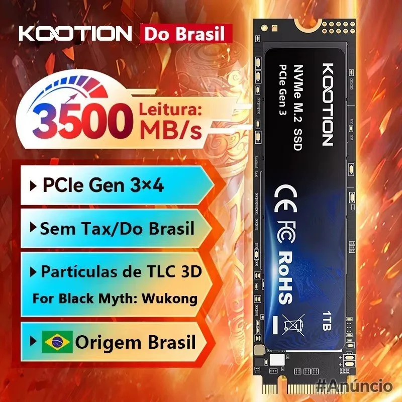 Ssd Nvme 512GB Kootion M.2 Gen3 Pcie 3.0
