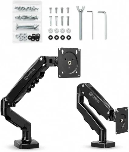 Braço articulado, suporte Articulado de Mesa, Pistão a Gás, Design Compacto e Retrátil, Ergonômico, Monitores 13 a 35, 2kg a 9kg, fixação monitor universal padrão vesa de 75x75mm e 100x100mm