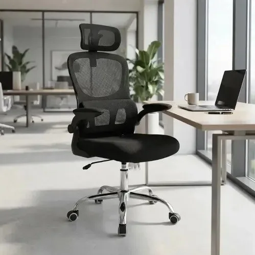 Cadeira Escritório Ergonômica Atlanta Preta Suporte Lombar Preto Espuma
