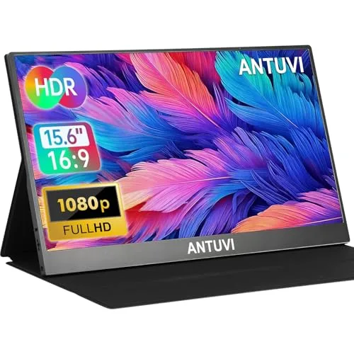 ANTUVI Monitor Portátil 15.6 Case, 1080P, MINI Segunda de Notebook Extensor De Tela, Ultra-Slim e portátil, com alto-falante de pé, Adequado para Viagens, Casa, TrabalhoJogos