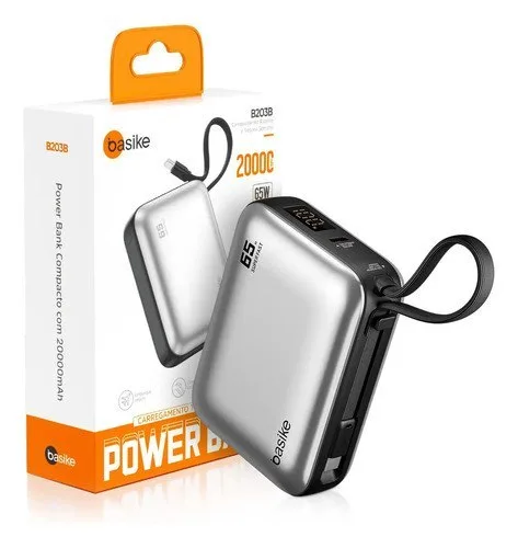 Power Bank Basike 20000mAh para Notebook e Celular com Cabo USB-C 65W