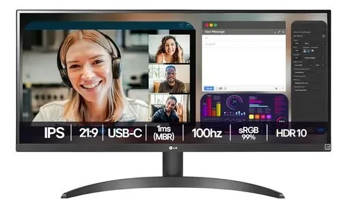 Monitor LG UltraWide - Tela IPS de 29, 219, HDR10, sRGB 99, 100Hz, Preto- 29WQ500B