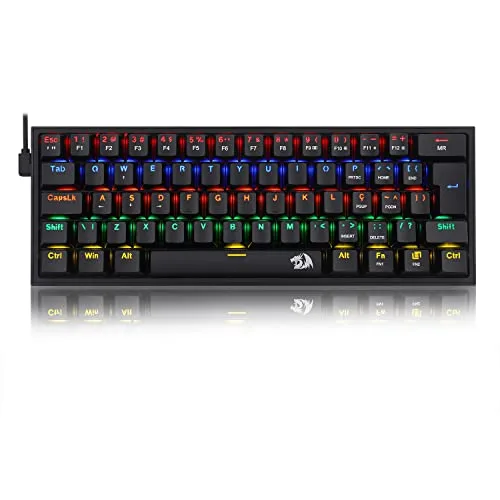 Redragon TECLADO MECANICO GAMER FIZZ RAINBOW PRETO SWITCH AZUL