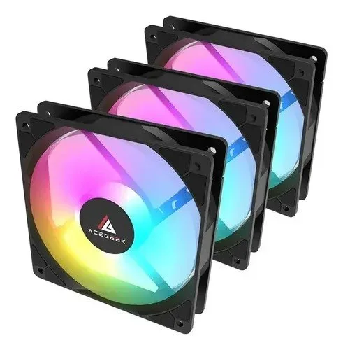 Kit Ventoinhas Acegeek Rw12 3x1, Rainbow, 3x120mm, Preto