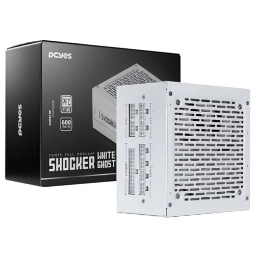 Fonte Gamer Pcyes Shocker Full Modular 600w 80 Plus White - White Ghost - FM600WWG