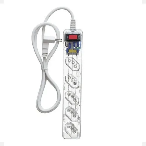 iCLAMPER Energia 5 Tomadas LCF Transparente Filtro de Linha e Protetor Elétrico DPS Bivolt
