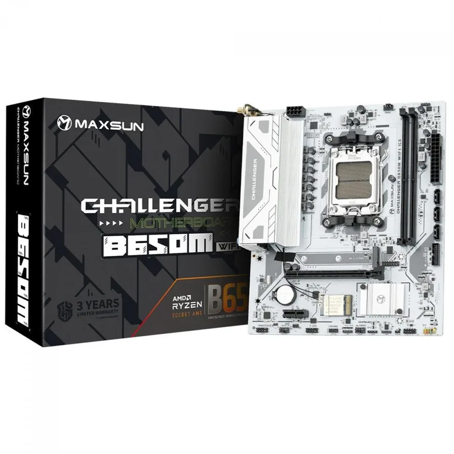 Placa Mãe Maxsun Challenger B650M WiFi Ice V2, Chipset B650, AMD AM5, mATX, DDR5