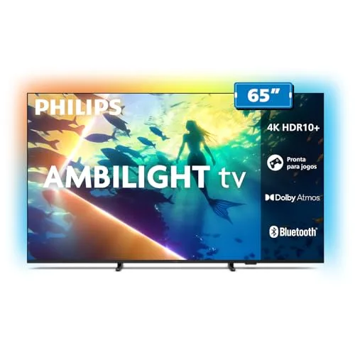 PHILIPS, Smart TV Ambilight 65 4K, Titan OS, 65PUG810078, Comando de Voz, HDR10Dolby Atmos, VRRALLM, Bluetooth