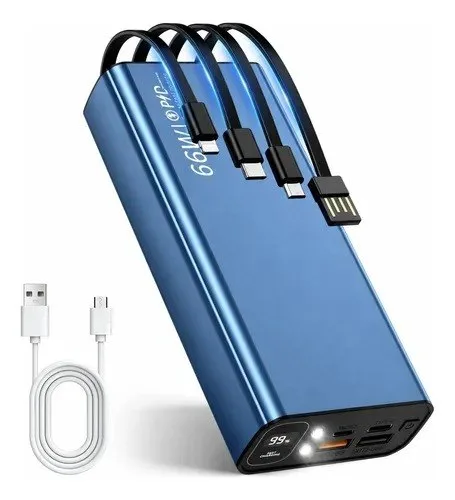 Power Bank Portátil 45000mah 66w Turbo Rápido Azul
