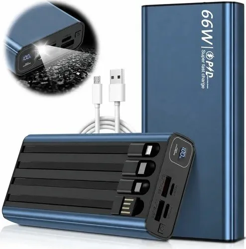 Power Bank Portátil 45000mah 66w Hrtral Turbo Rápida 4 Cabo Azul Celeste