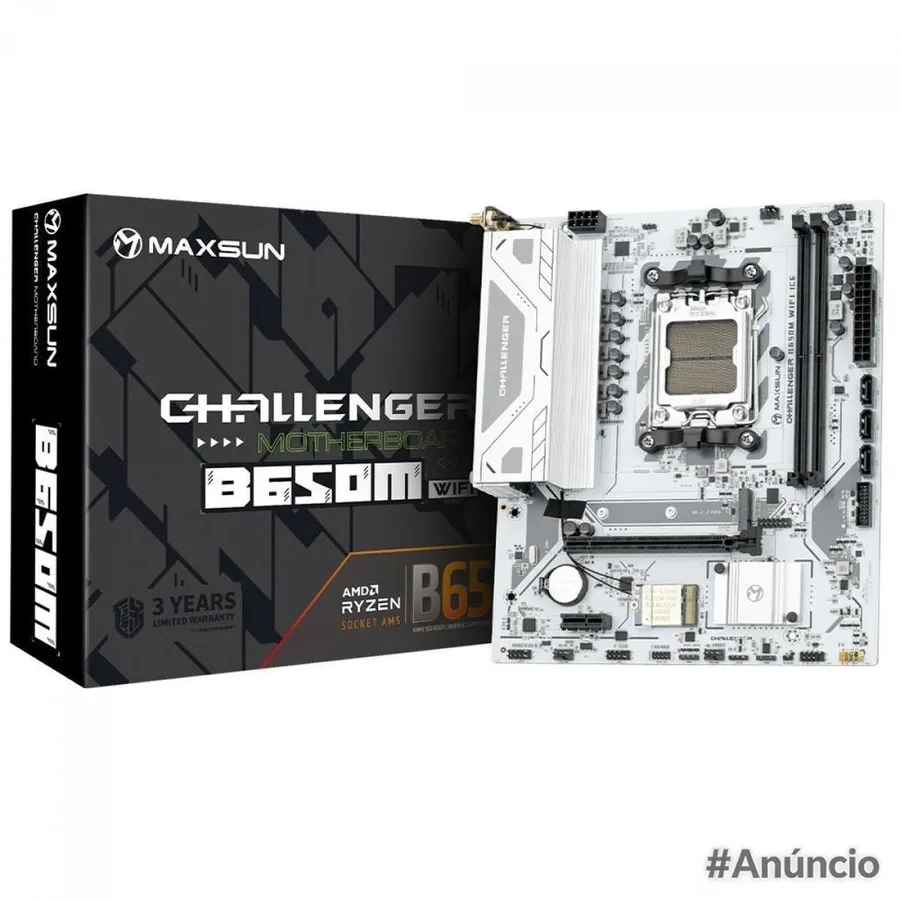 Placa Mãe Maxsun Challenger B650M WiFi Ice V2, Chipset B650, AMD AM5, mATX, DDR5