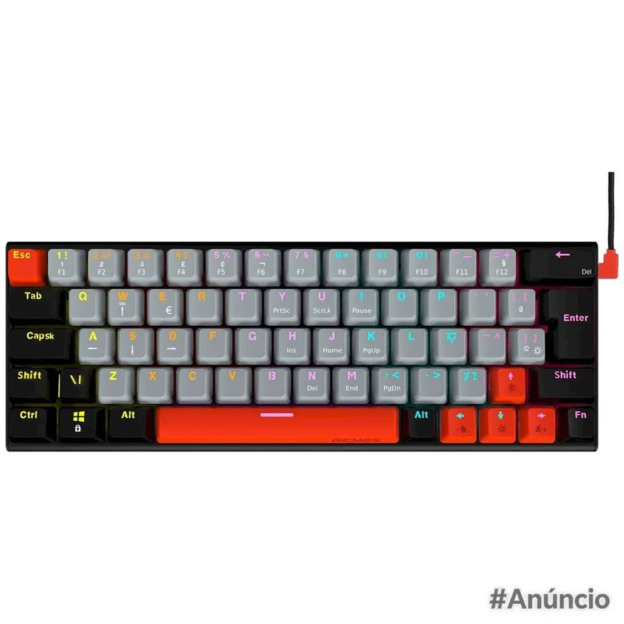 Teclado Mecânico Gamer PCYES Kuromori Black Vulcan, RGB, Switch Red, 60, Preto, PTKM60RD