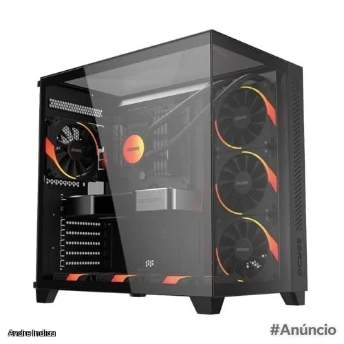 Gabinete Gamer PCYES Forcefield Max Black Vulcan, ATX, Mid-Tower, Vidro Temperado, Sem Fonte e Fan, Preto - GFFMAXBV
