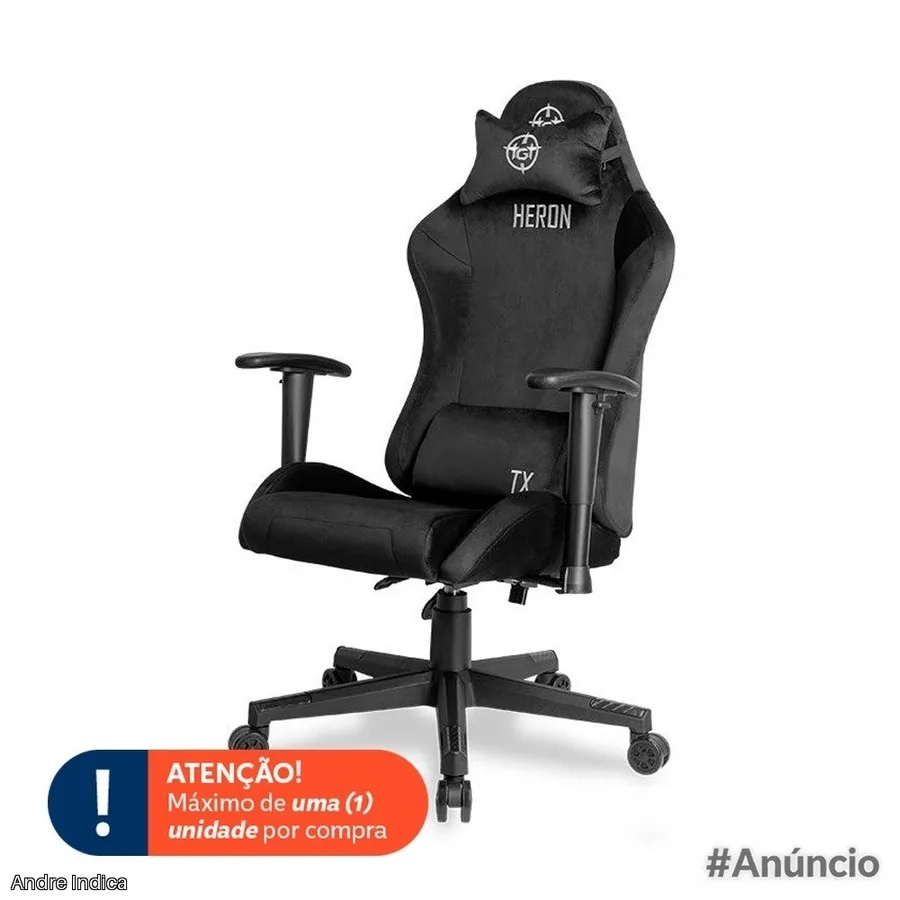 Cadeira Gamer TGT Heron TX Tecido, Preto, TGT-HRTX-FB03