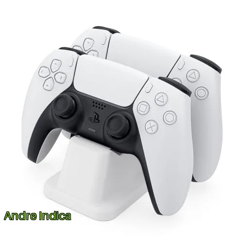Suporte Duplo Universal para Controle de Jogos, Base de Mesa Decorativa em Plástico, Gamer, Ps5, Ps4, Xbox, Pc, Notebook, Nintendo Switch, Joystick, Manete, Videogame, Console Branco