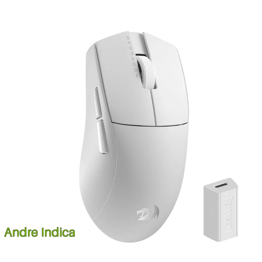 Mouse Gamer sem fio Redragon King Pro 4k Branco PAW3395 4000Hz M916W-PRO-4K