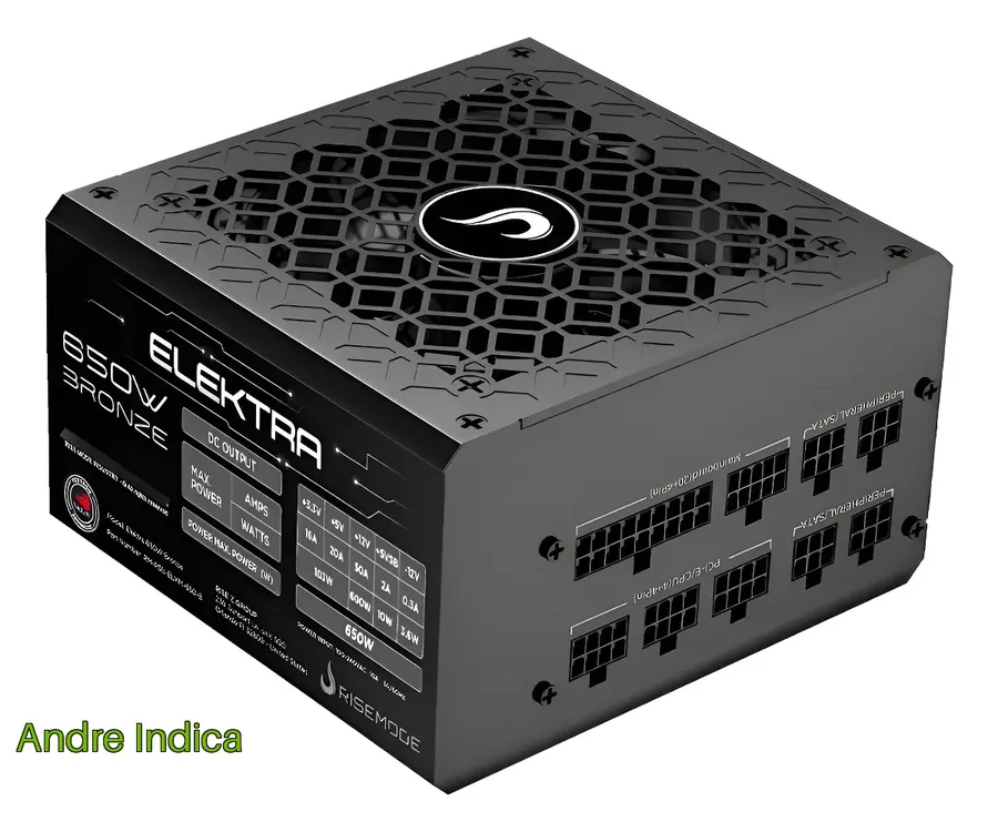 Fonte Gamer Rise Mode Elektra 650w Full Modular Selo Teclab Preto