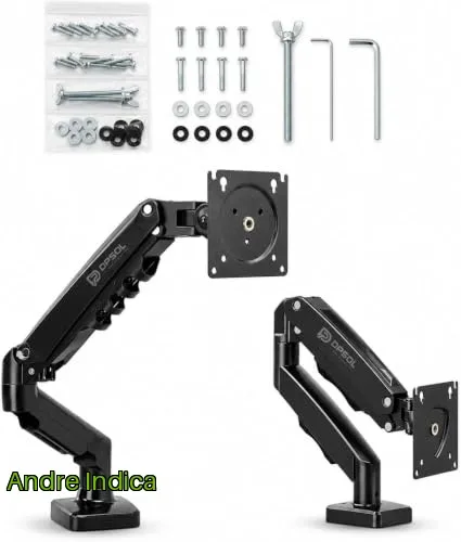 Braço articulado, suporte Articulado de Mesa, Pistão a Gás, Design Compacto e Retrátil, Ergonômico, Monitores 13 a 35, 2kg a 9kg, fixação monitor universal padrão vesa de 75x75mm e 100x100mm
