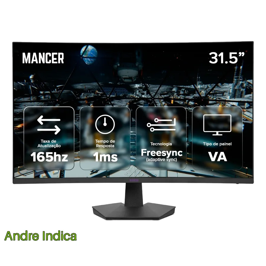 Monitor Gamer Mancer Valak UZ3, 31.5 Pol, VA, Curvo, FHD, 1ms, 165Hz, HDMIDP, MCR-VLKUZ3-BL01