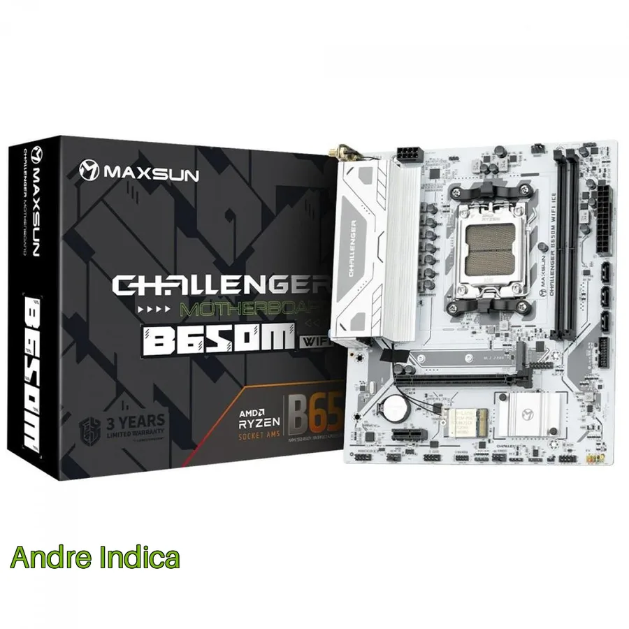 Placa Mãe Maxsun Challenger B650M WiFi Ice V2, Chipset B650, AMD AM5, mATX, DDR5