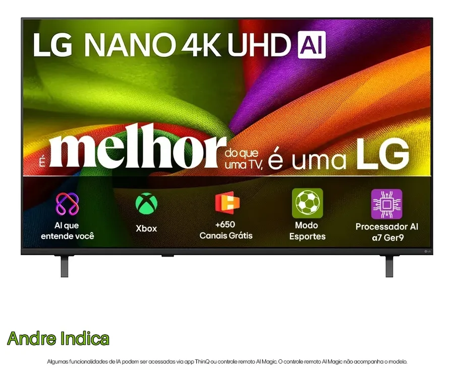 Smart TV 4K 50 LG NANO UHD AI NU850 2026 Processador α7 Ger9 HDR10 Xbox Bluetooth Wi-Fi AI Search Google Gemini webOS 26 - 50NU850BPSA