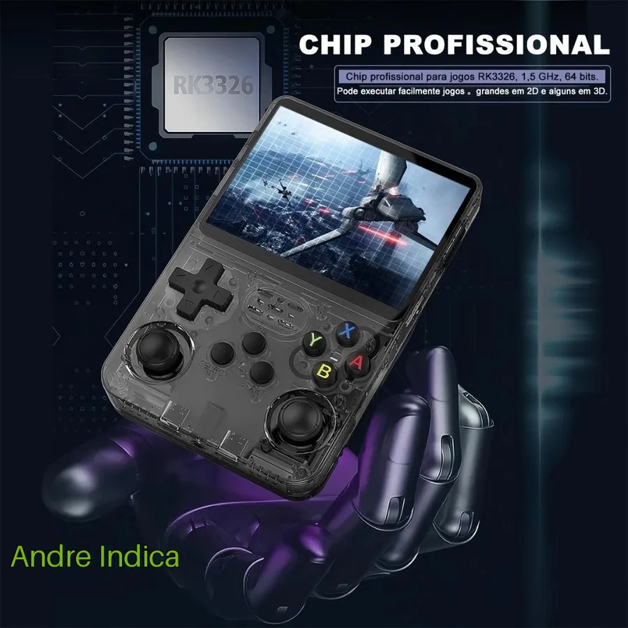 Console Portátil R36S  de 15.000 Jogos Vídeo Game 64g Linux Tela IPS 3.5 Polegadas
