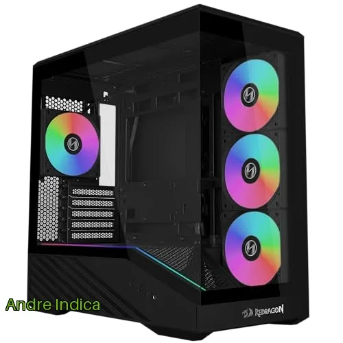 Gabinete Gamer Lian Li Vector V100 Mini Redragon Spec Preto Micro-ATX Com 4 Fans Janela Lateral Vidro Temperado Compatível com Placas Mãe de Conectores Traseiros Fita LED ARGB