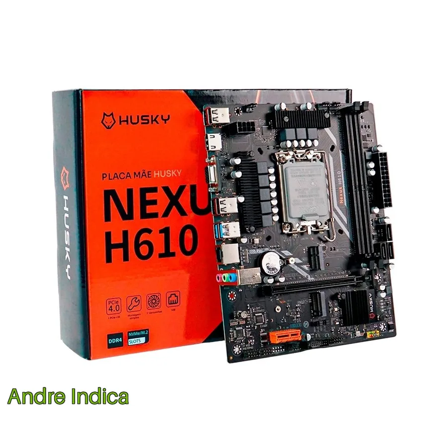 Placa Mae Husky Nexus H610 Lga 1700 12 13 Gen M 2 Nvme Sata Ddr4 3200Mhz Micro Atx Hdmi Vga Hpm610