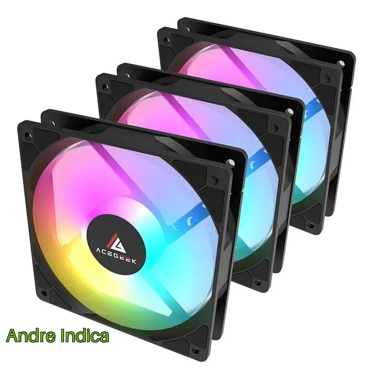 Kit Ventoinhas Acegeek Rw12 3x1, Rainbow, 3x120mm, Preto